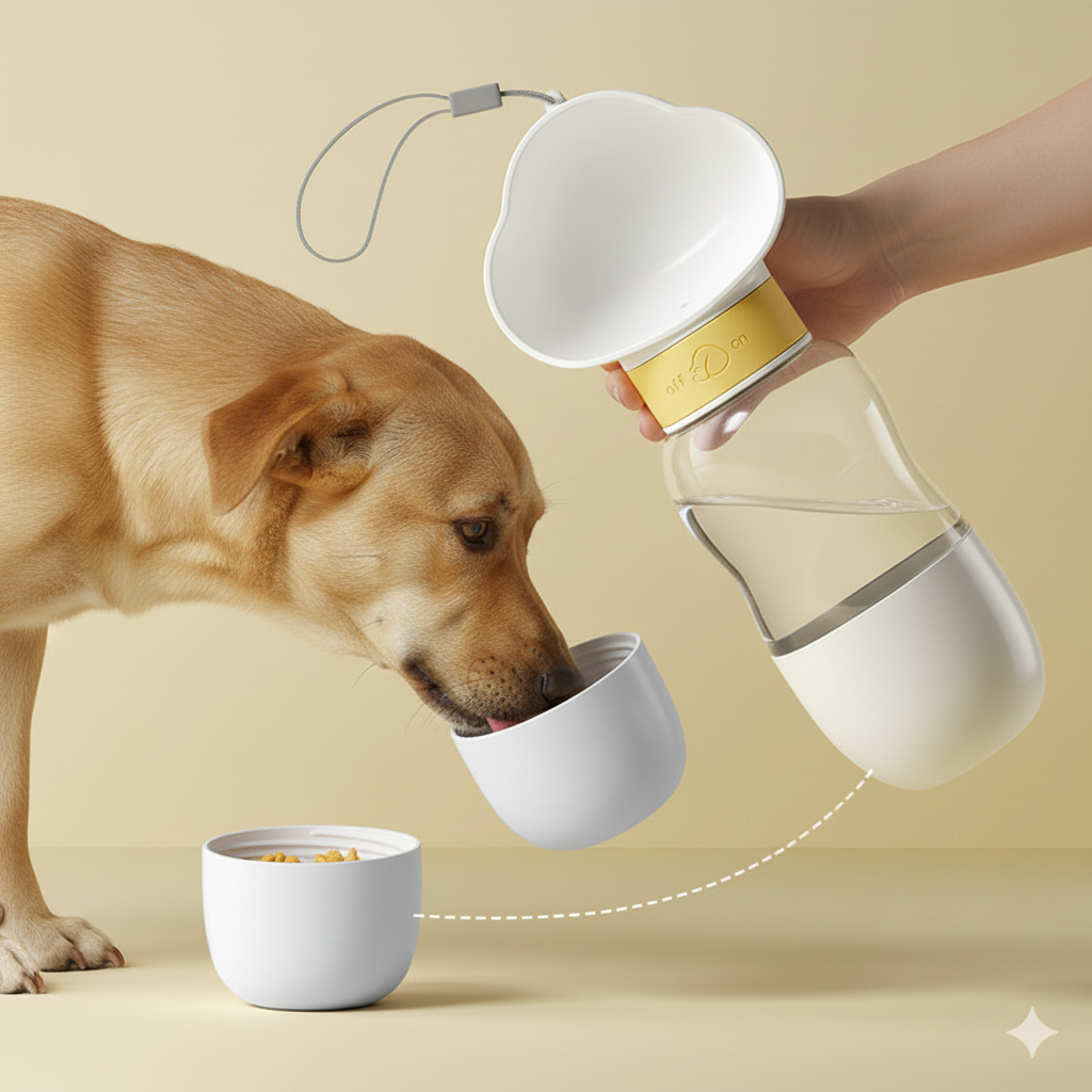 Noola™ – Dispenser Portatile 2-in-1 Acqua + Snack per Cani e Gatti