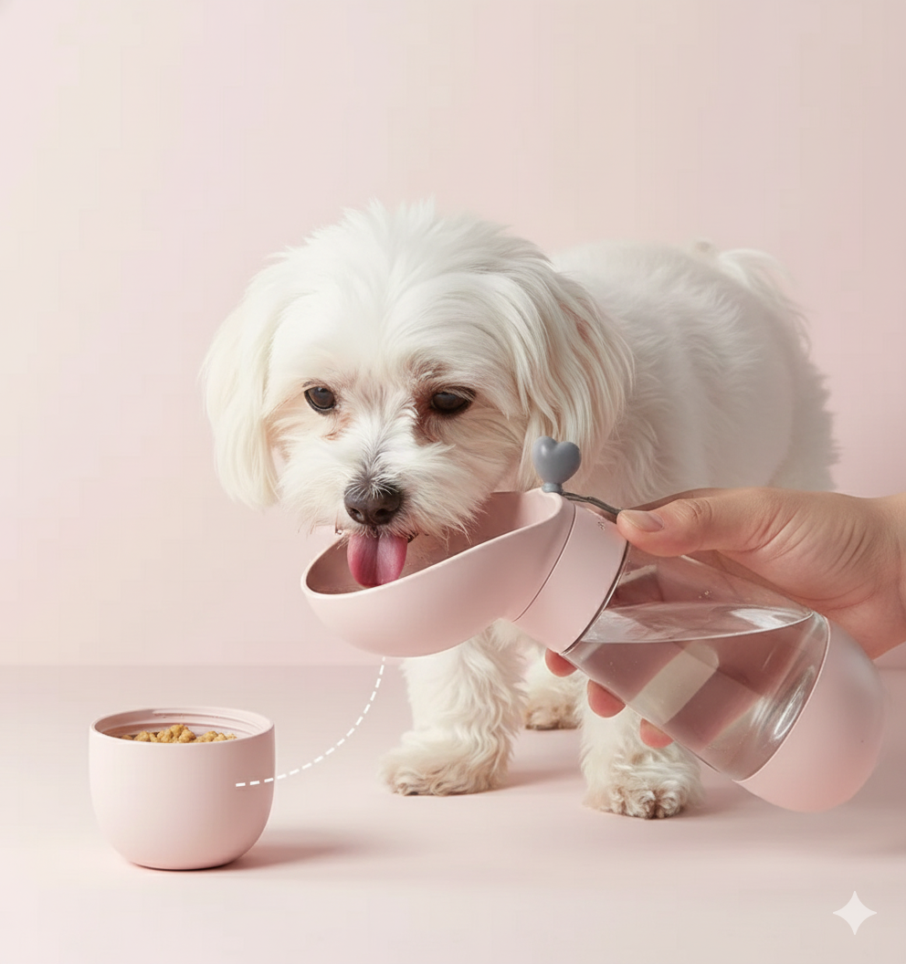 Noola™ – Dispenser Portatile 2-in-1 Acqua + Snack per Cani e Gatti